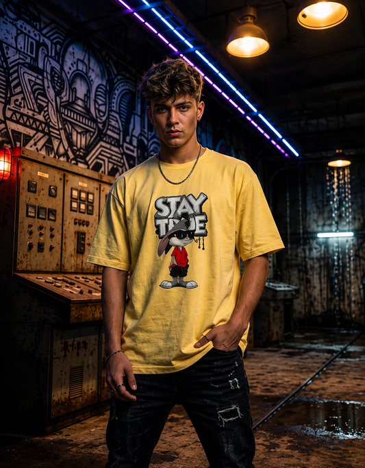 Stay True Cool Bunny Graphic Men's T-Shirt | Premium Urban Streetwear Top