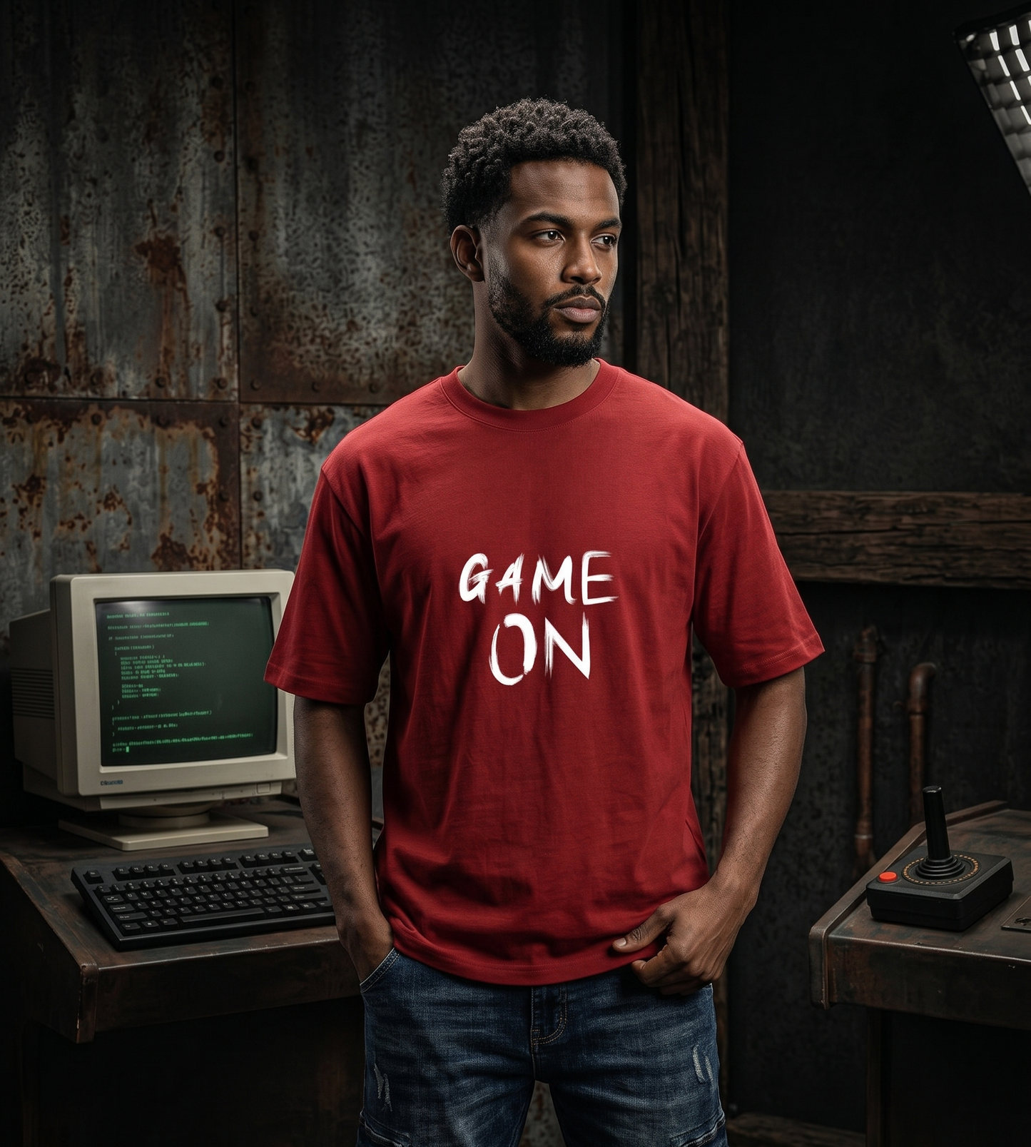 Urban Streetwear Game On Unisex Oversized T-Shirt – White Dry-Brush Lettering Edition
