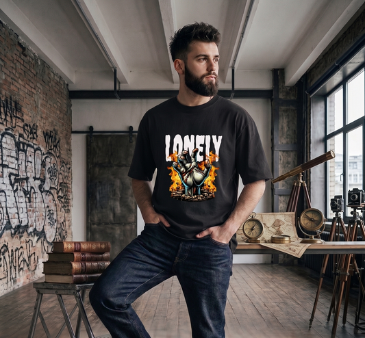 Urban Streetwear Lonely Men's T-Shirt – Fiery Grave Rising Accent Edition