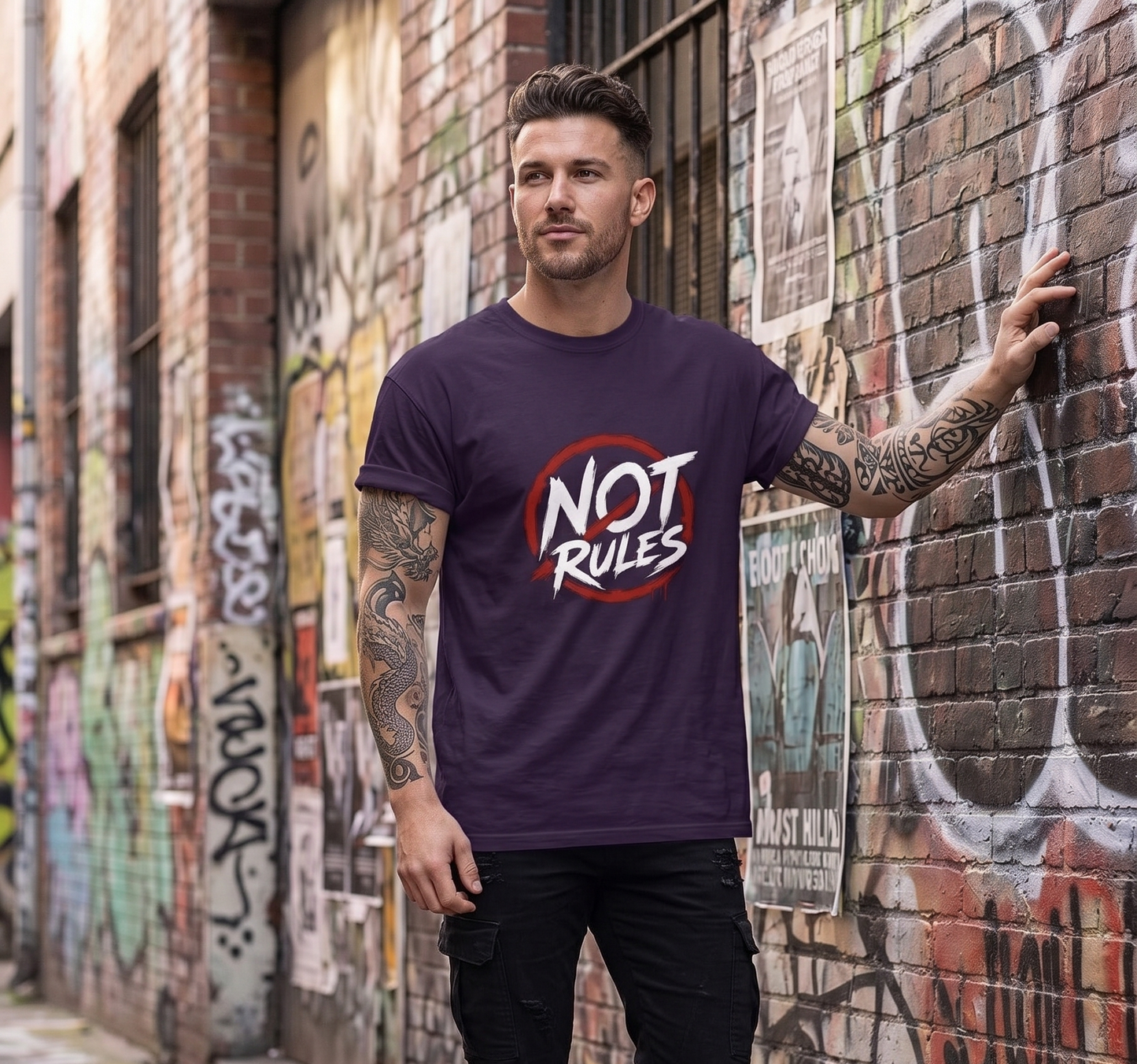 Urban Streetwear No Rules Unisex Oversized T-Shirt – Red Anti-Establishment Symbol Edition