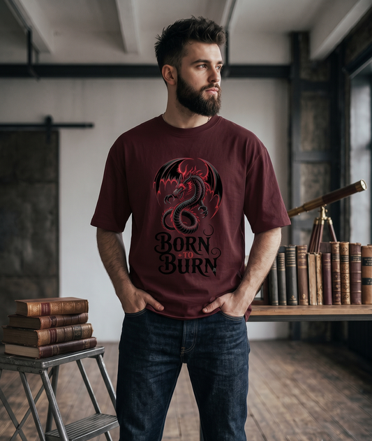 Edgy Born To Burn Dragon Typography T-Shirt | Classic Tattoo Culture Streetwear