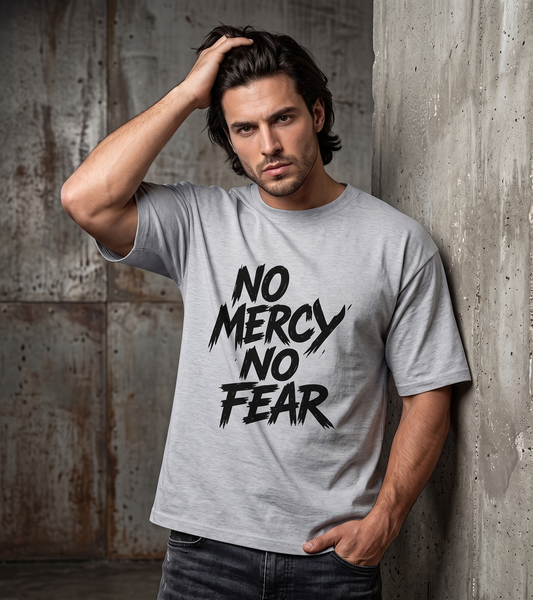 No Mercy No Fear Brush Graphic T-Shirt | Premium Motivational Athletic Top