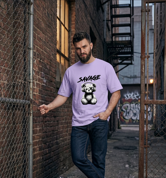Savage Headphone Teddy Bear Graphic Men's T-Shirt | Premium Urban Streetwear Top