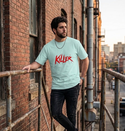 Urban Streetwear Killer Men's T-Shirt – Crimson Accent Edition