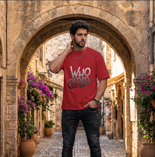 Urban Streetwear Who Cares Men's T-Shirt – Grungy Monochromatic Edition