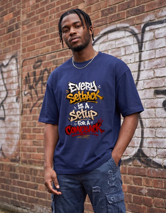 Urban Streetwear Setback Setup Comeback Men's T-Shirt – Crown Graffiti Edition